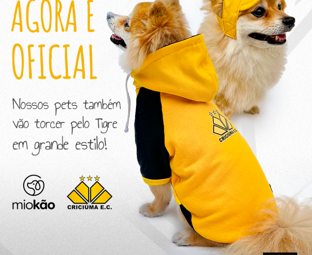 Criciúma e Miokão fecham parceria para licenciamento de roupas e acessórios para cachorros 